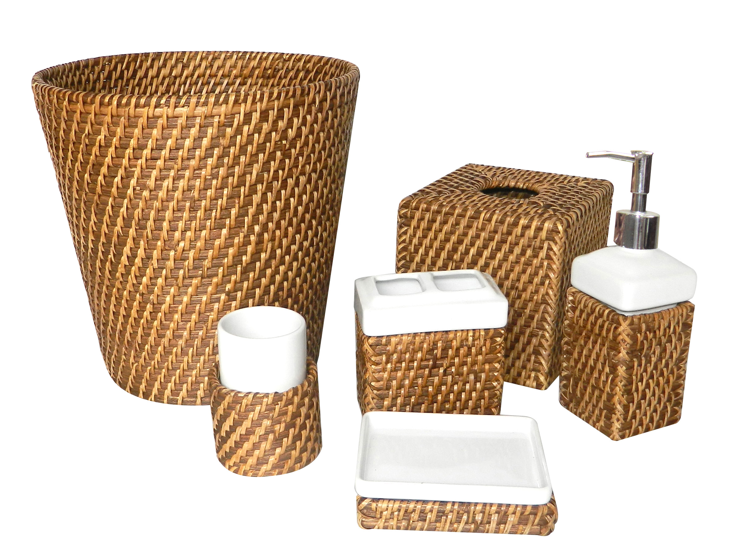 6pc rattan bath baskets